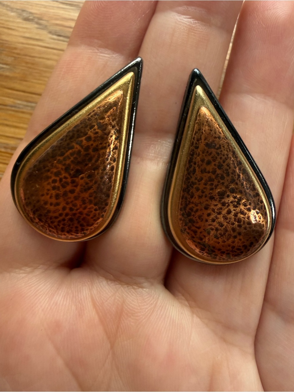 Vintage YSL Yves Saint Laurent Authentic Three Tone Earrings Ear Clips
